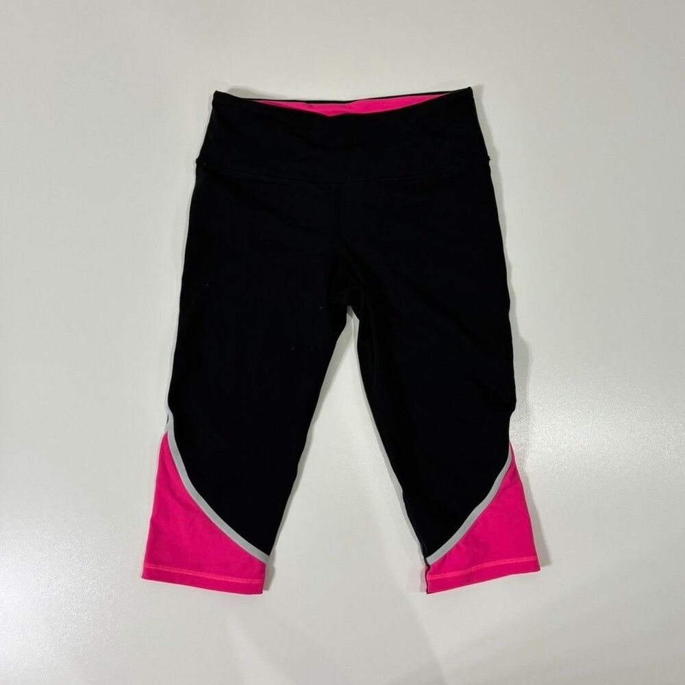 Victoria's Secret VSX Sport Capri Leggings Black Pink Color Block